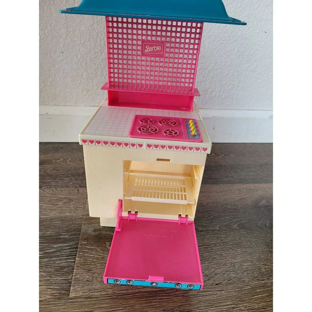 Vintage 1984 Barbie‎ Kitchen Play Mattel 9119-2159 Pink Heart Kitchen Center #5